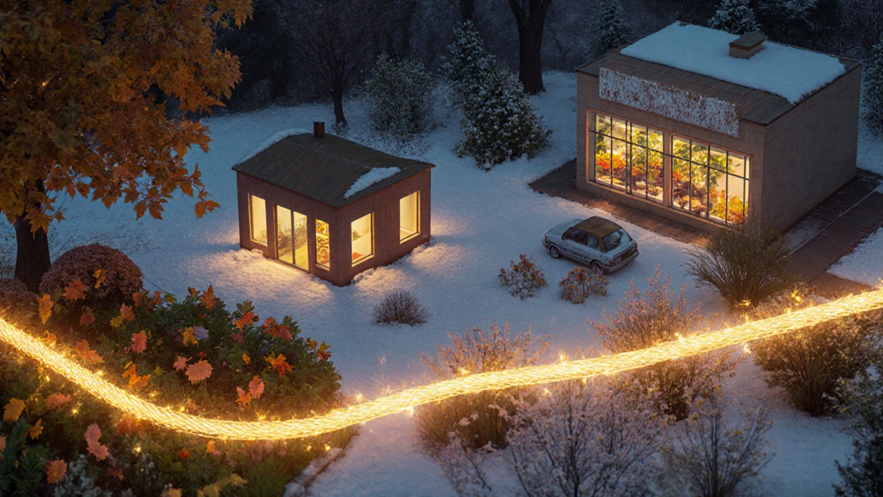 Golden thread connecting seasonal scenes of evolving charitable impact.