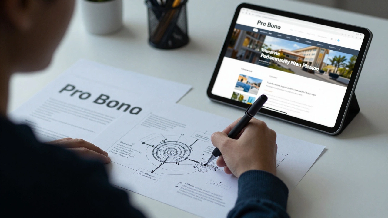 A professional strategist working on a pro bono digital project for a non-profit.