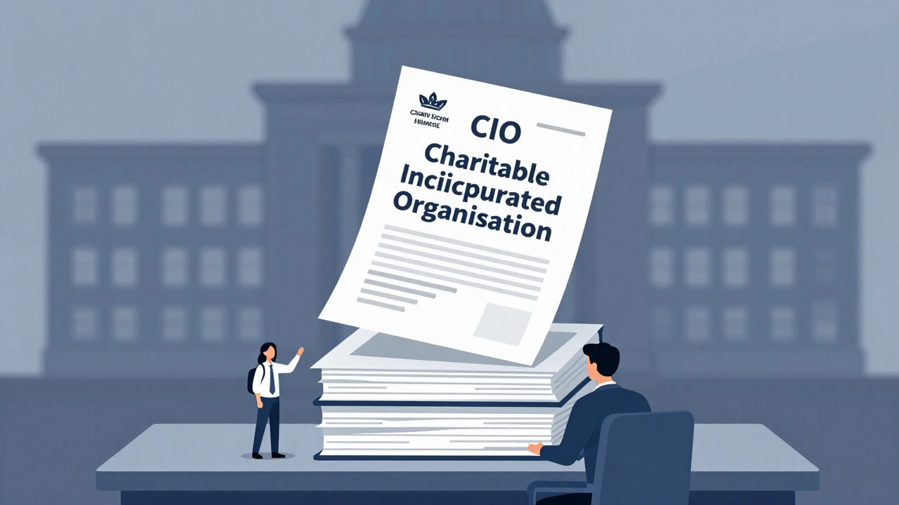 Illustration of paperwork pile representing CIO administrative delays