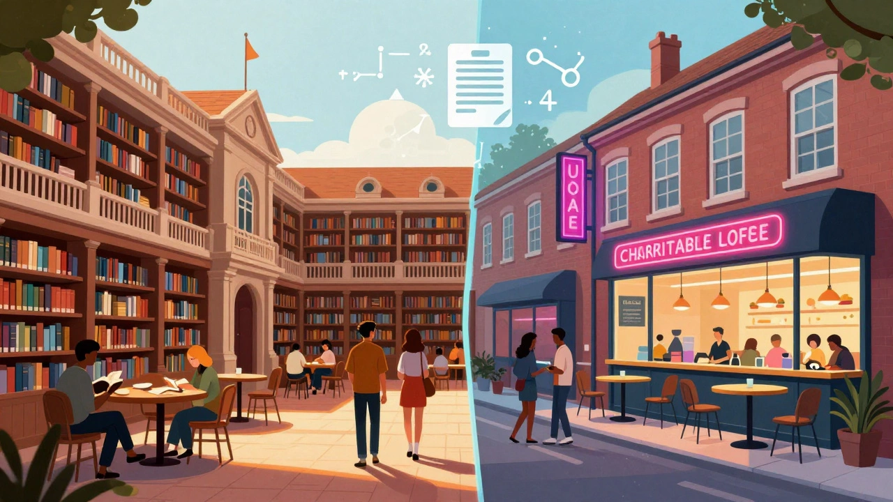 Split view of charitable vs commercial property use