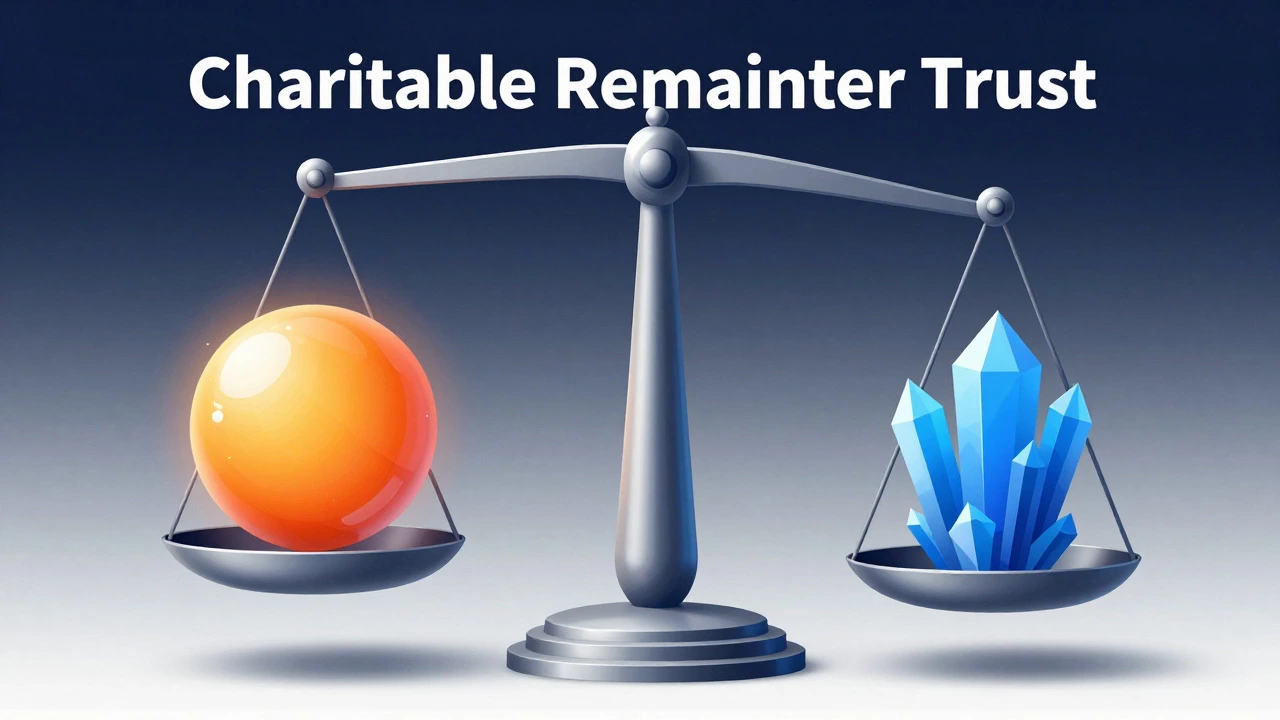 Conceptual scale balancing family income against charitable legacy
