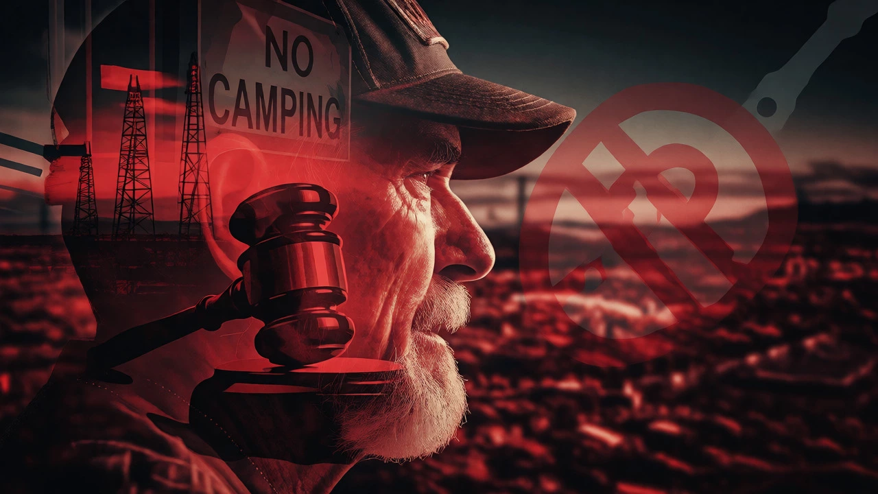 Double exposure art showing a veteran's face merged with legal symbols and signs.
